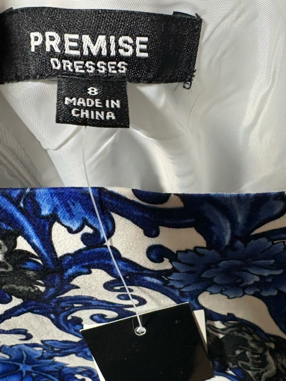 Premise Blue and White Floral Midi Sheath Dress - Picture 4 of 5